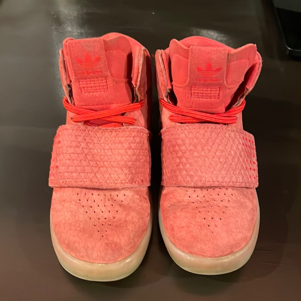 Adidas red hoops sneakers size 8k, great used condition, lots of life left!
